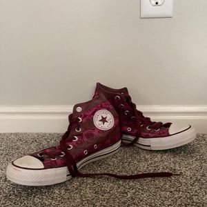 Pink and red rose chuck taylor converse high tops